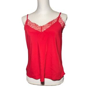 7 For All Mankind Red Lace Camisole Top